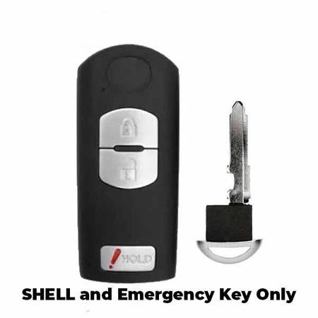 KEYLESS FACTORY Keyless Factory: 2009-2019 Mazda / 3- Button Smart Key Shell for WAZSKE13D01, WAZX1T768SKE11A03 RHS-MAZ-WAZ3B